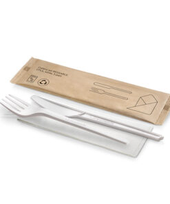 Pack 2 Coberts + Tovalló Reutilitzable CPLA Blanc