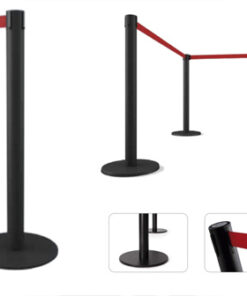 Poste Separador Negro con Cinta Roja